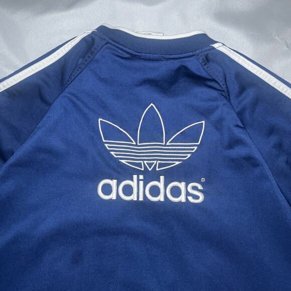 VTG 90s Y2K ADIDAS Short Sleeve Full Zip Blue Men's Size XL Back Logo Stripes - Picture 4 of 11